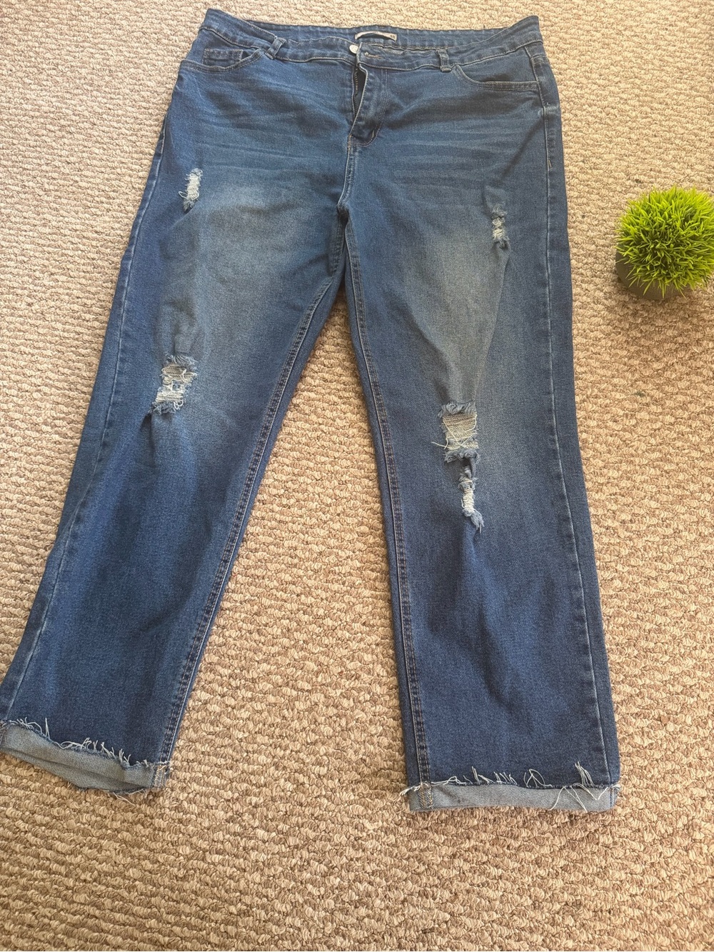 Hustler Hollywood Dark Blue Distressed Boyfriend Jeans